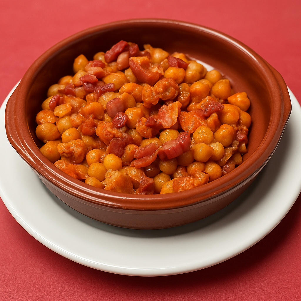 Garbanzos fritos con ibéricos
