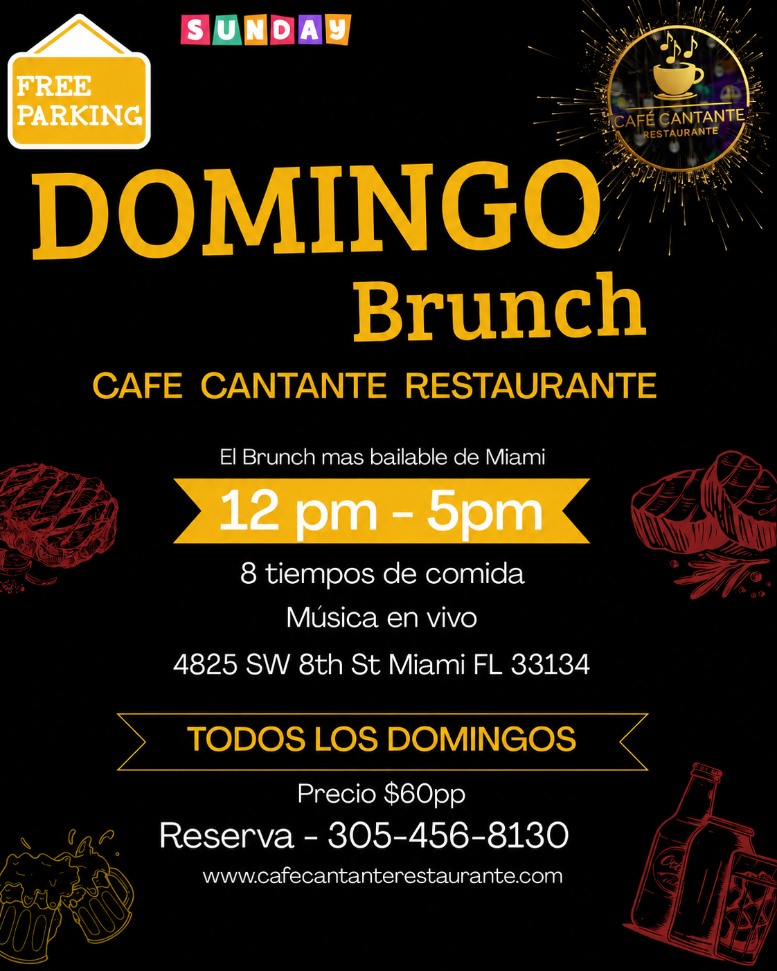Sunday Brunch & Live Music - $20,00 USD (DEPOSITO)