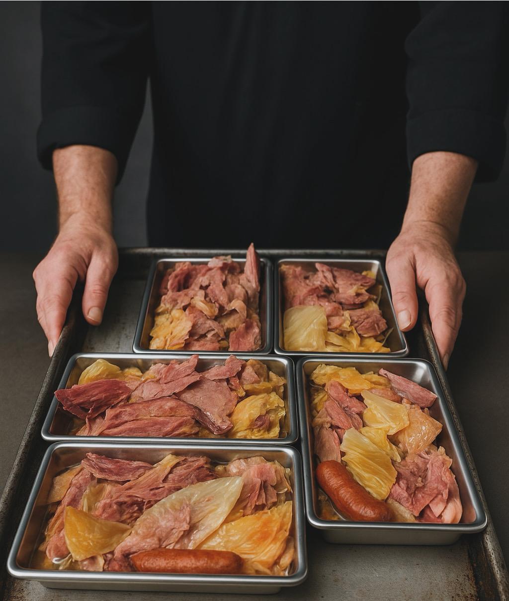 Masas de lacón a la gallega con col y chorizo al pimentón