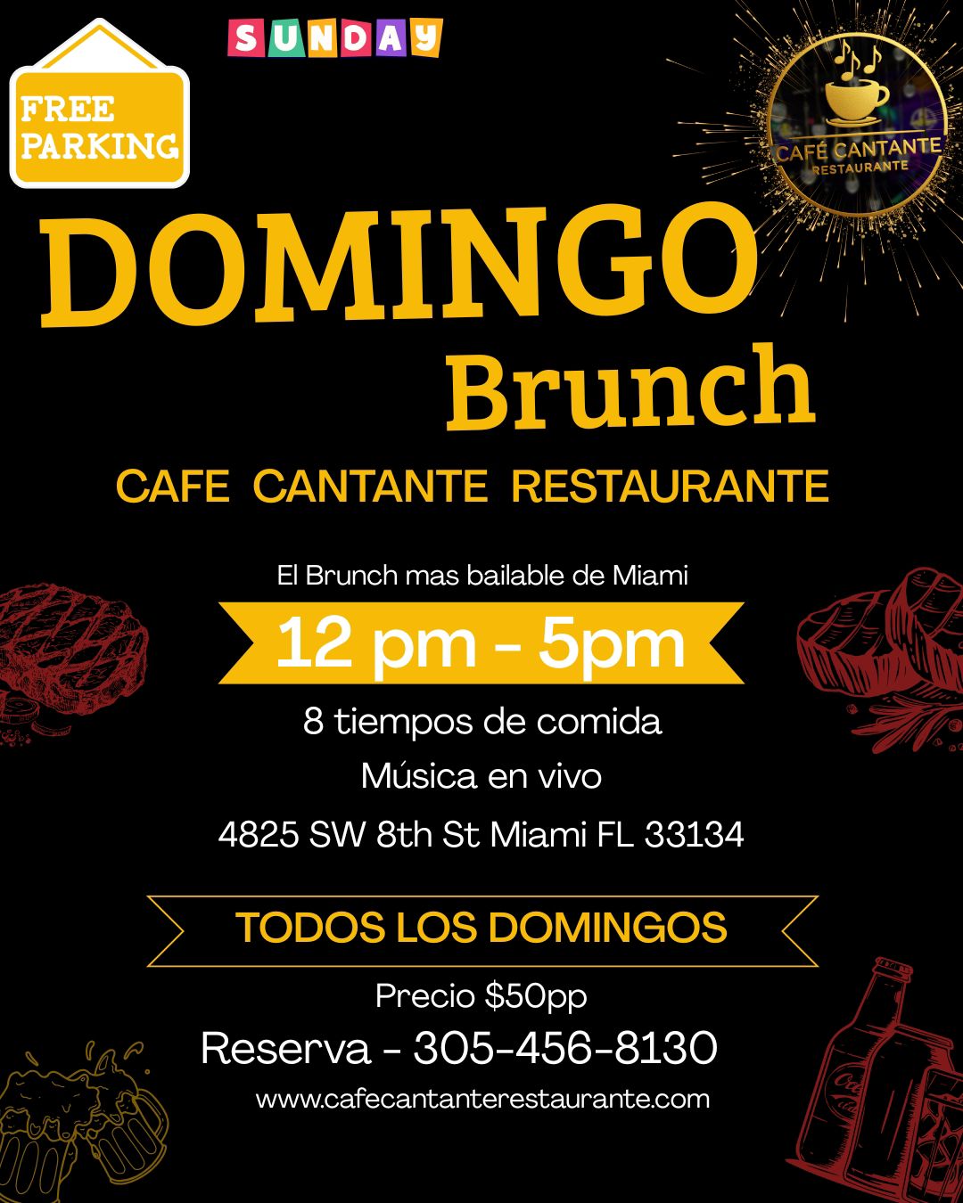 Sunday Brunch & Live Music - $15,00 USD (DEPOSITO)