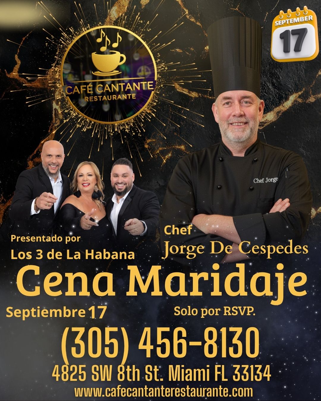 Cena Maridaje con Chef Jorge De Cespedes | 17 SEP