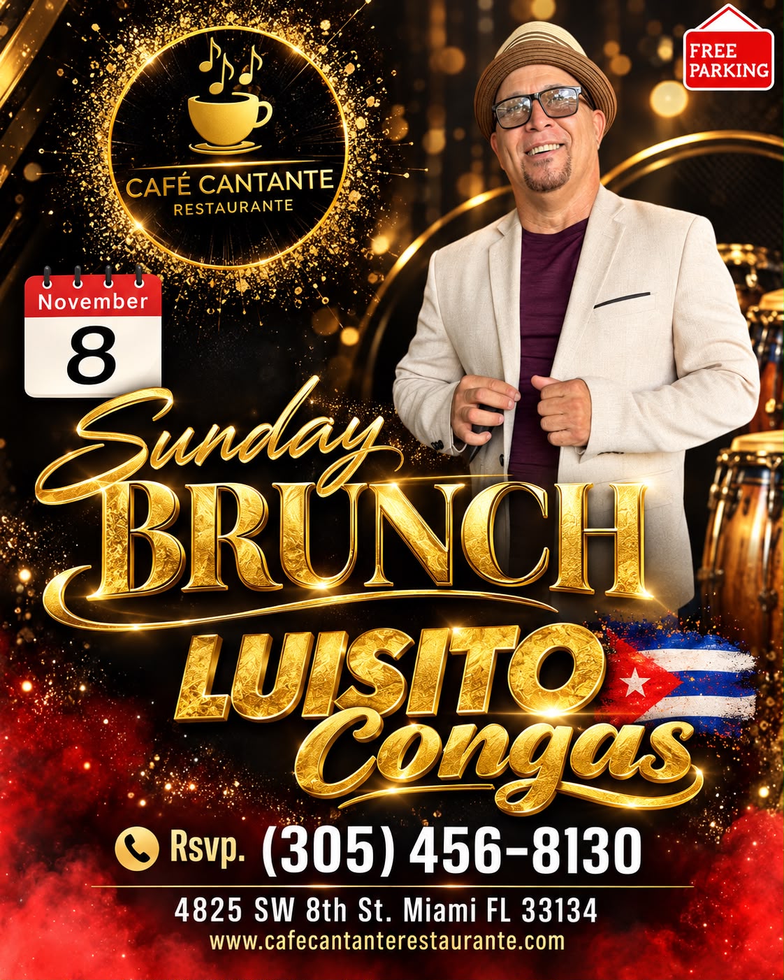 Domingo de Brunch con Luisito Congas | 08 NOV | $50 p/p · Food Included